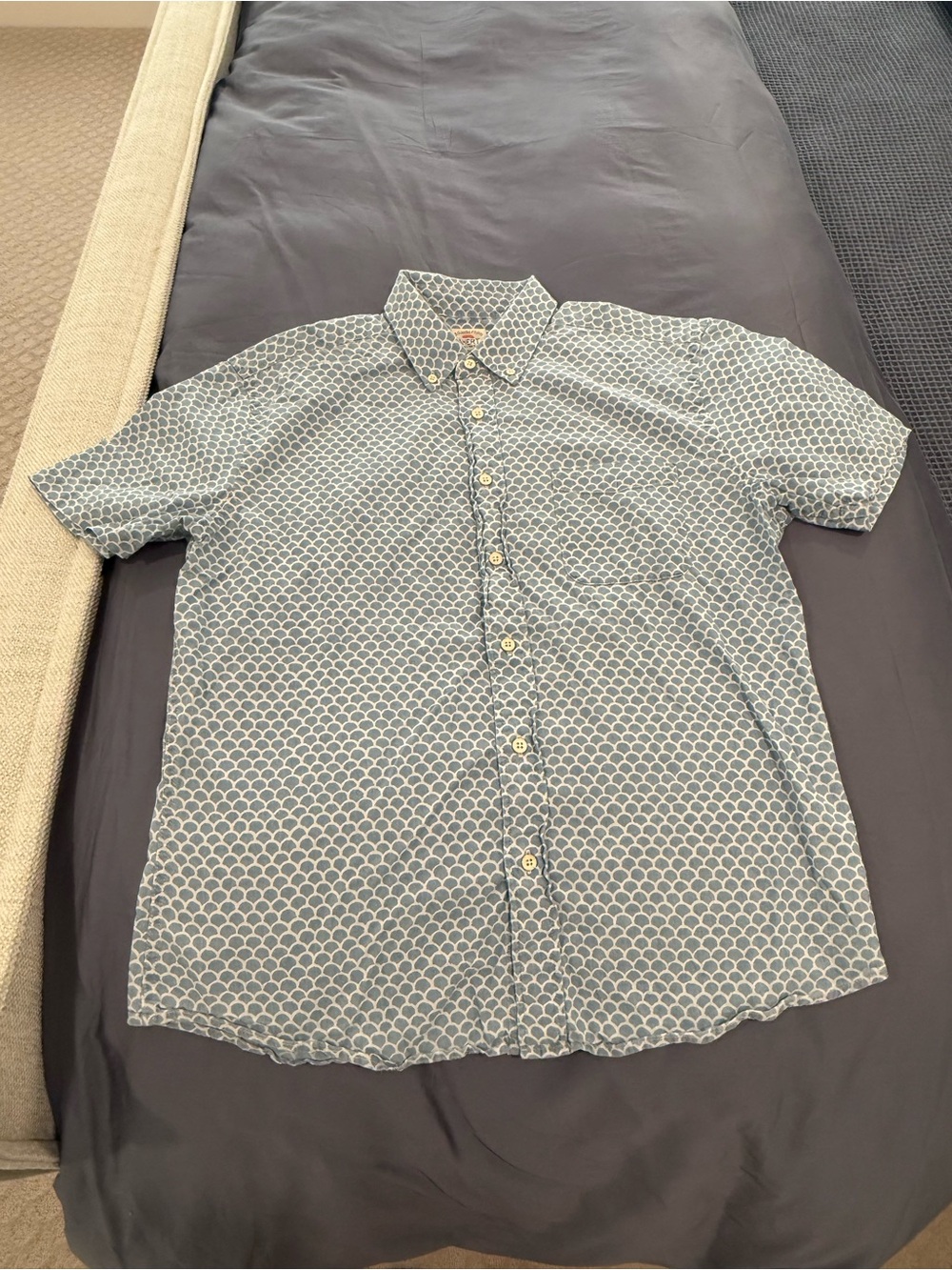 Men's Faherty Short-Sleeve Patterned Button-Up Shirt - Blue
